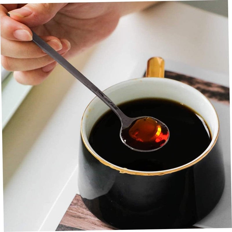 woobles Espresso Spoons, Black Stainless Steel Espresso Spoons, Mini Teaspoons Set for Coffee Sugar Dessert Cake Ice Cream Soup, 5.1 Inch 8pcs, Spoons - Image 4